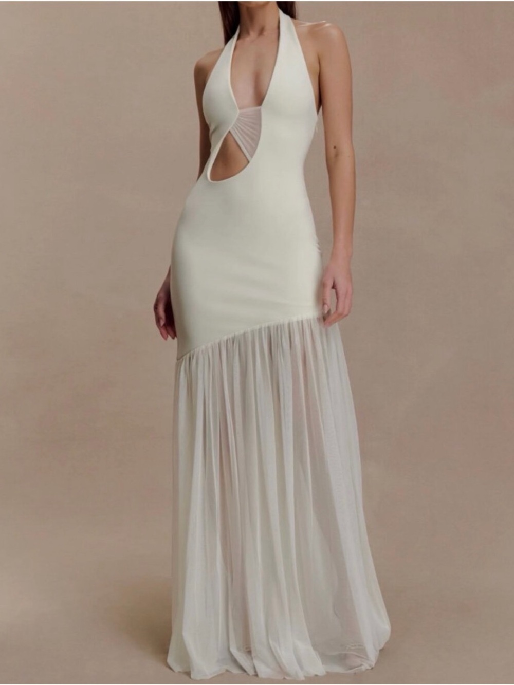 Meshki Aubree Crepe And Mesh Maxi Dress